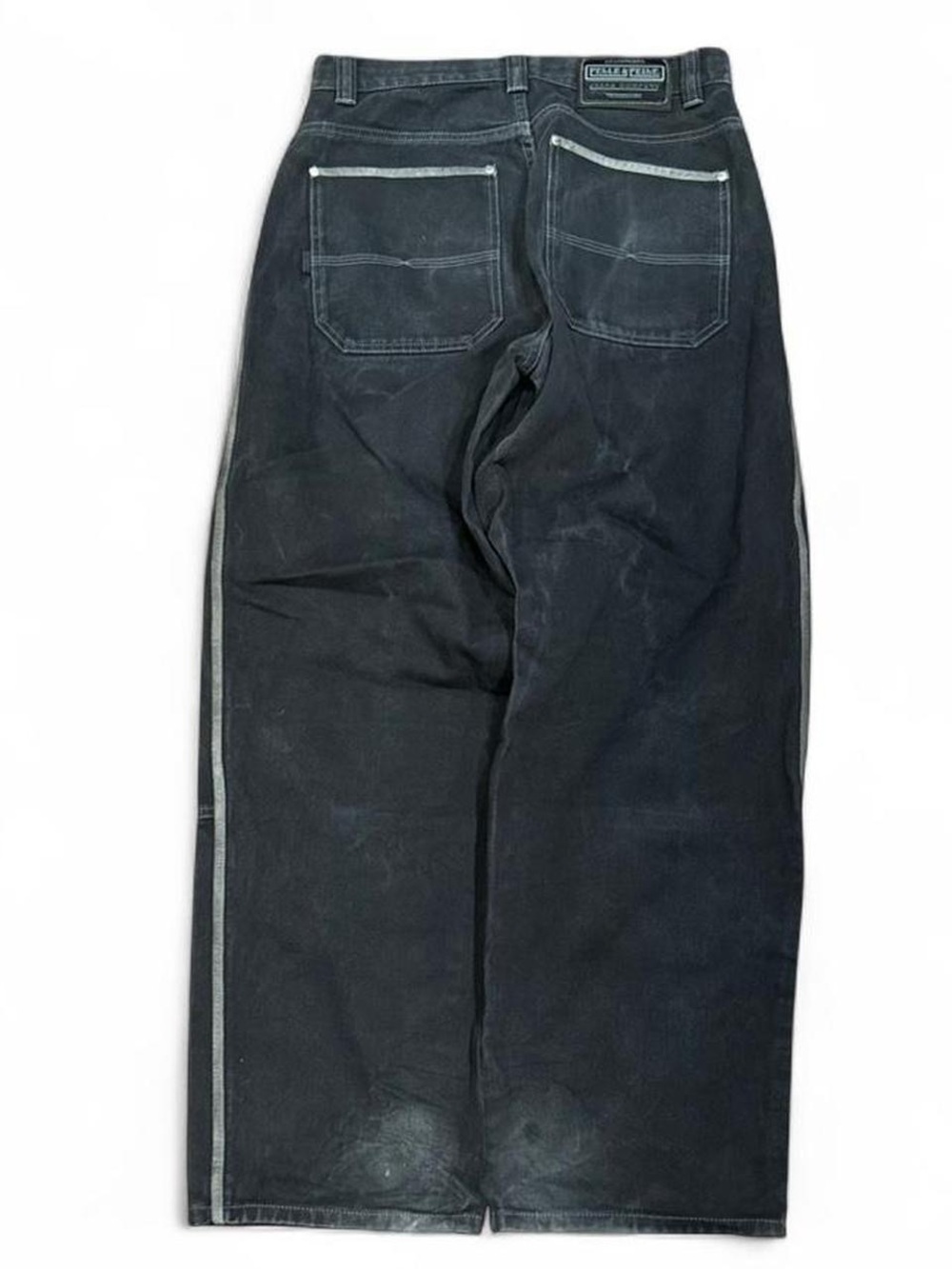 Y2K Pelle Pelle Embroidered Striped Black Baggy Jeans